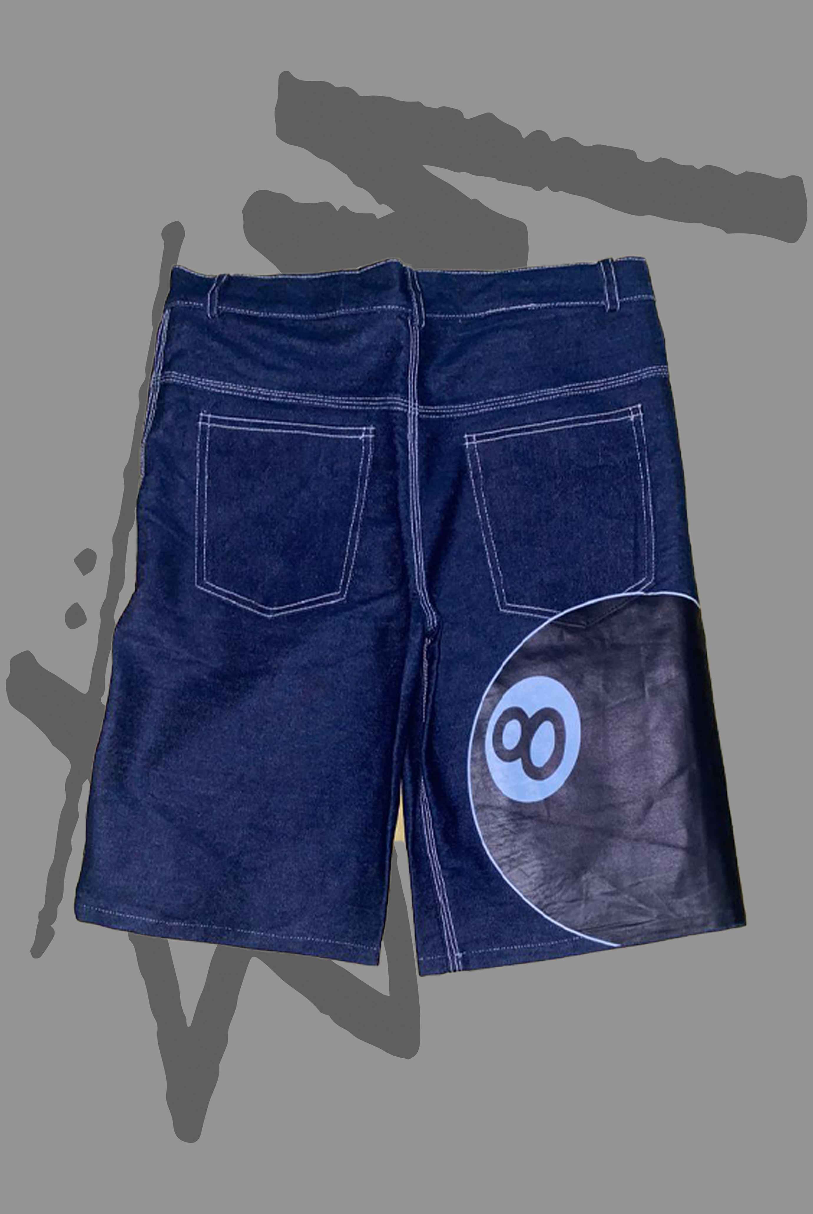 8 Ball Graphic Denim Shorts