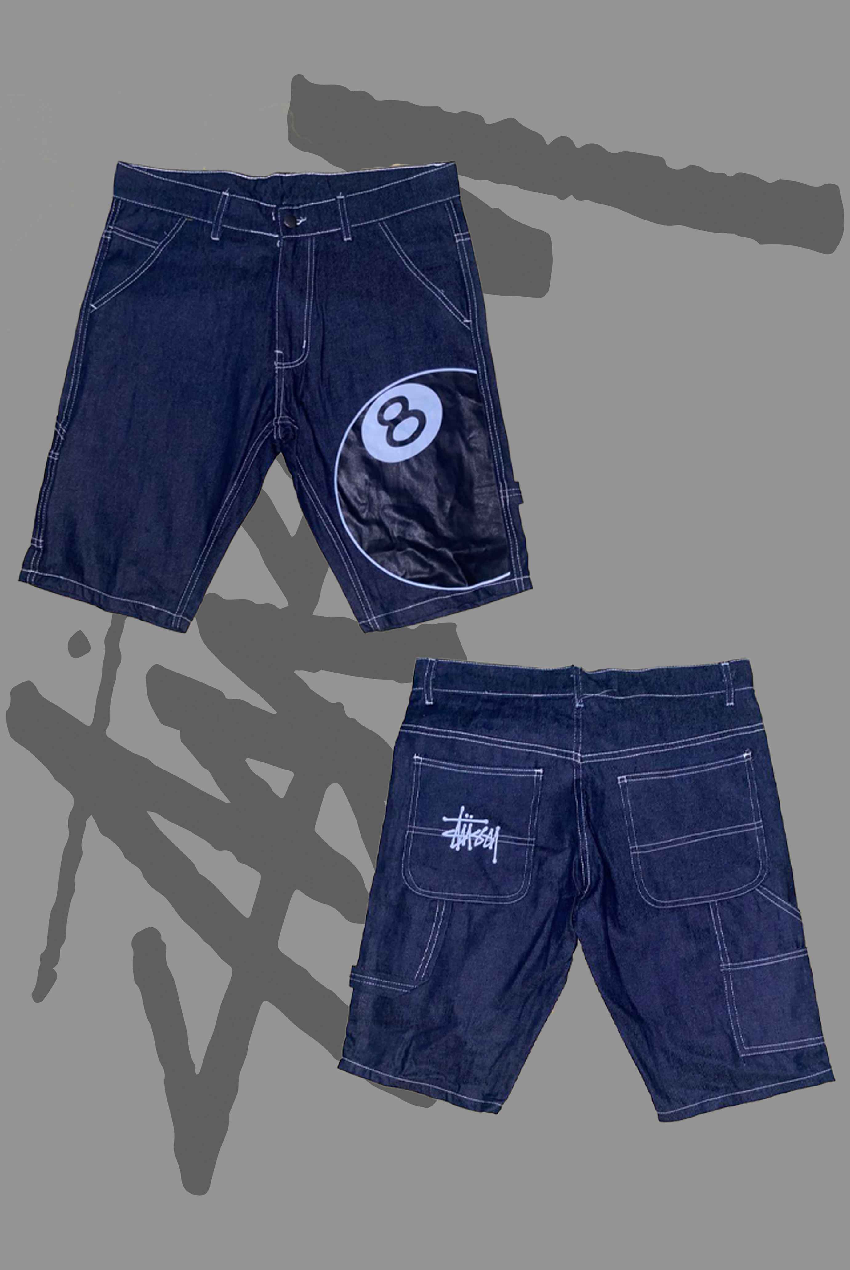 8 Ball Graphic Denim Shorts