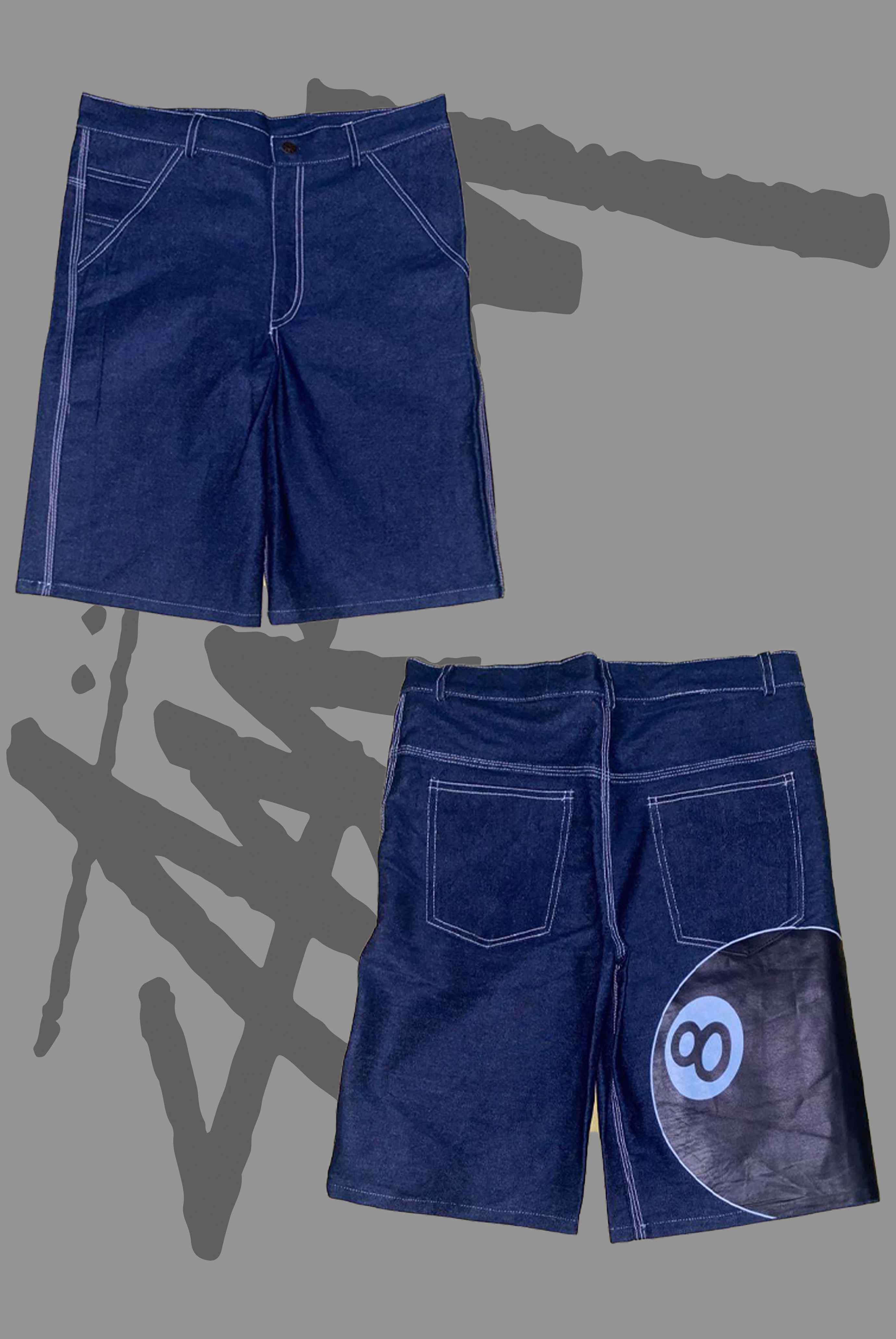 8 Ball Graphic Denim Shorts