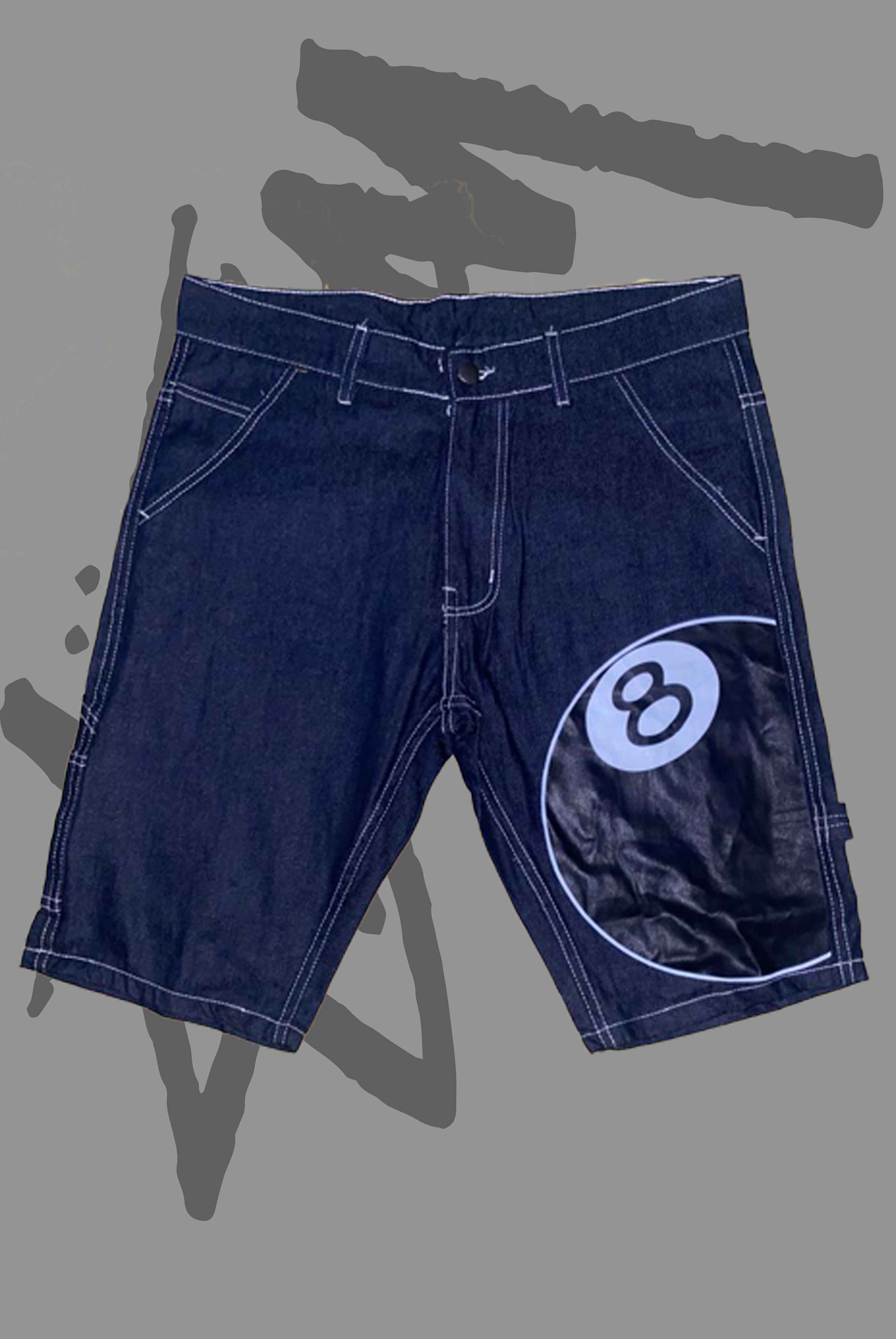 8 Ball Graphic Denim Shorts