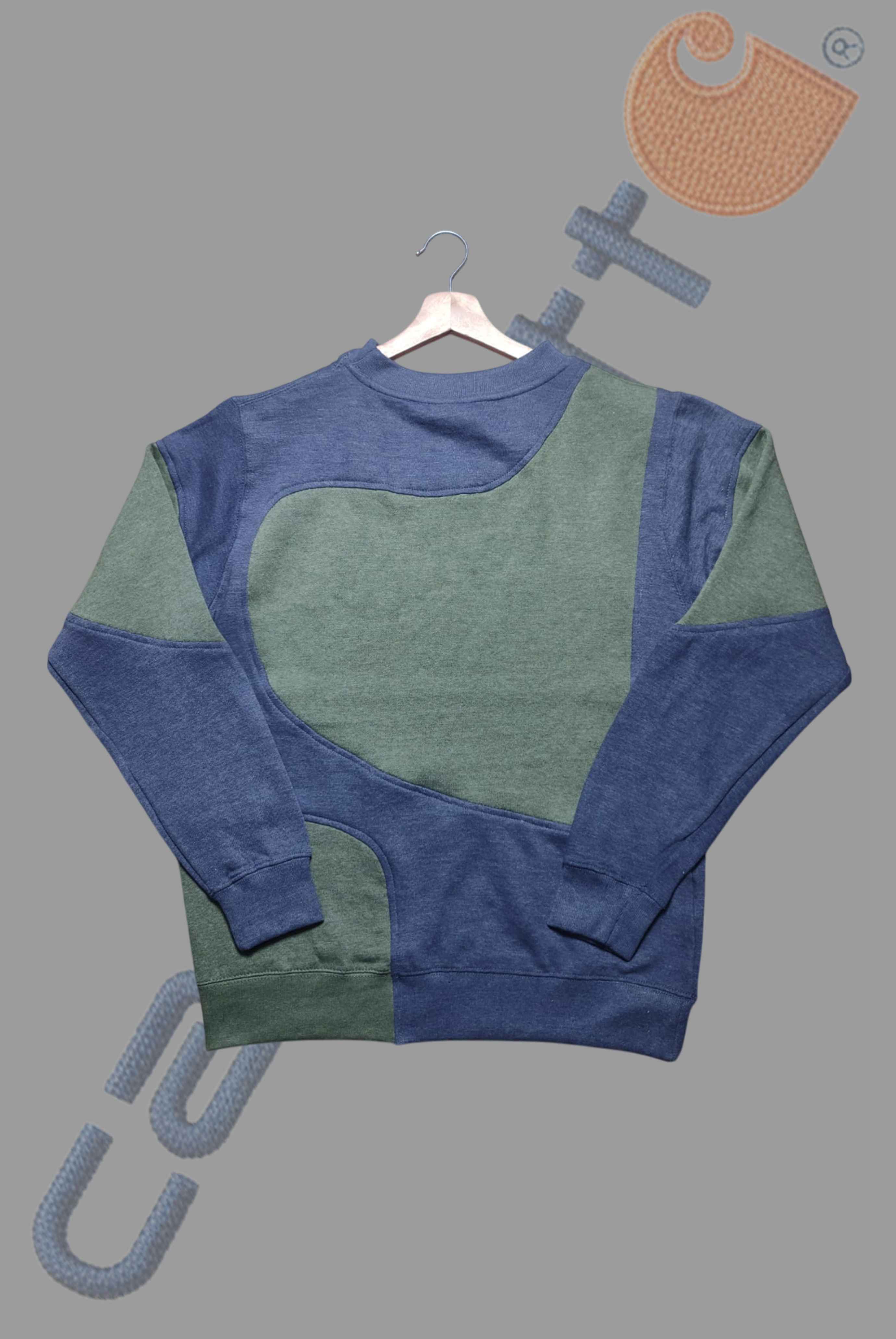 Blue Green Patchwork Sweatshirt