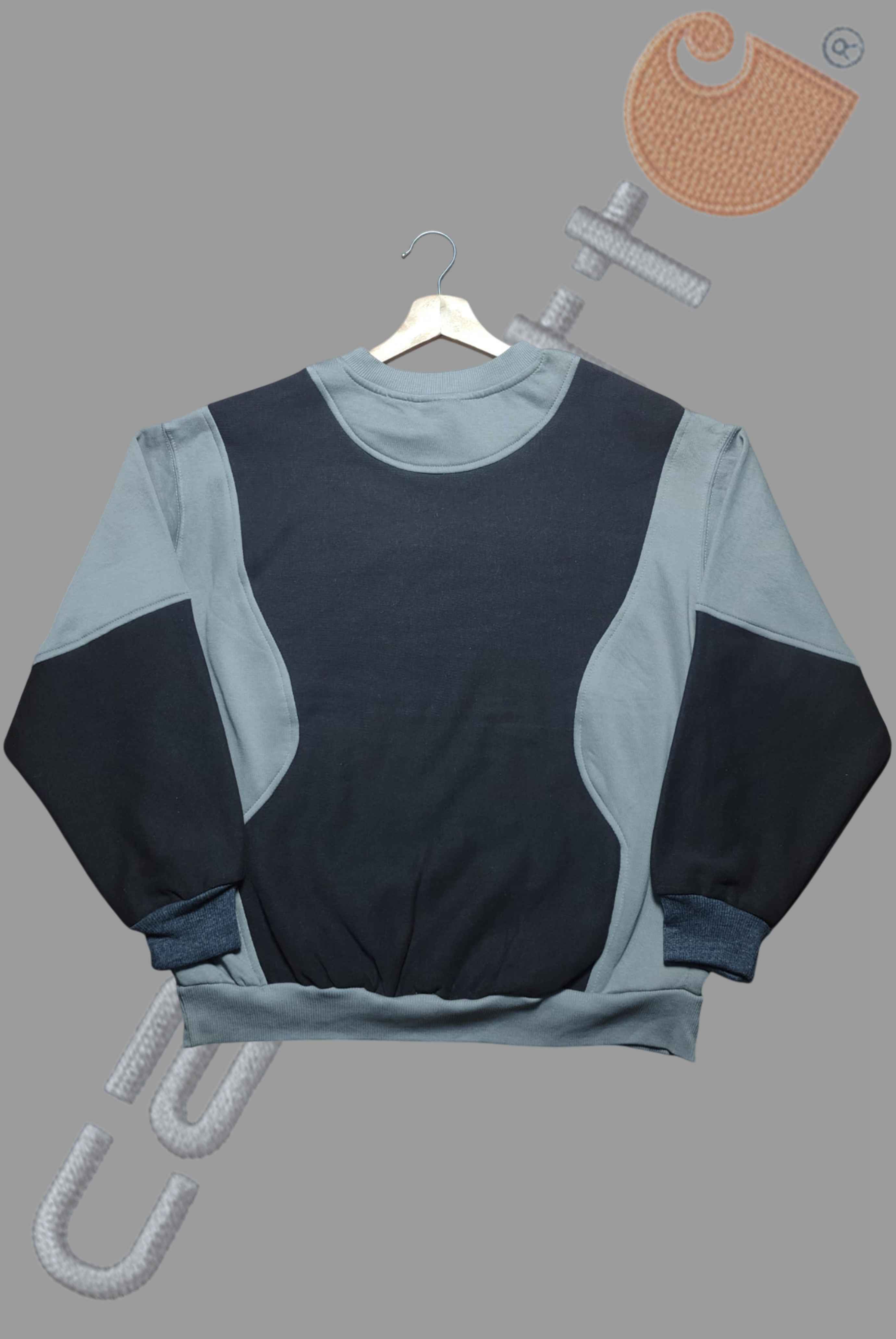 Black Grey Premium Patchwork Sweatshirt