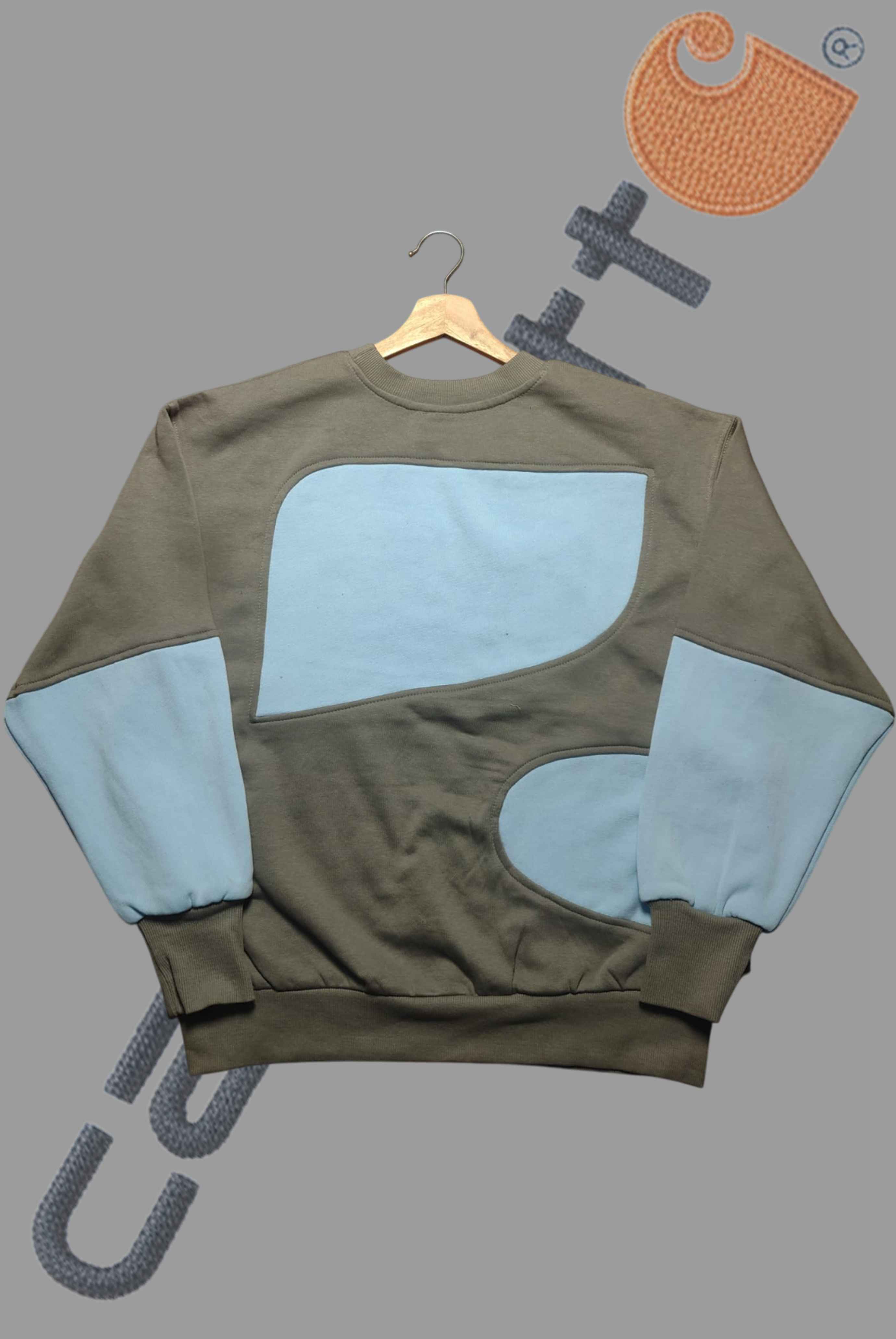 Light Blue Green Patchwork Sweatshirt