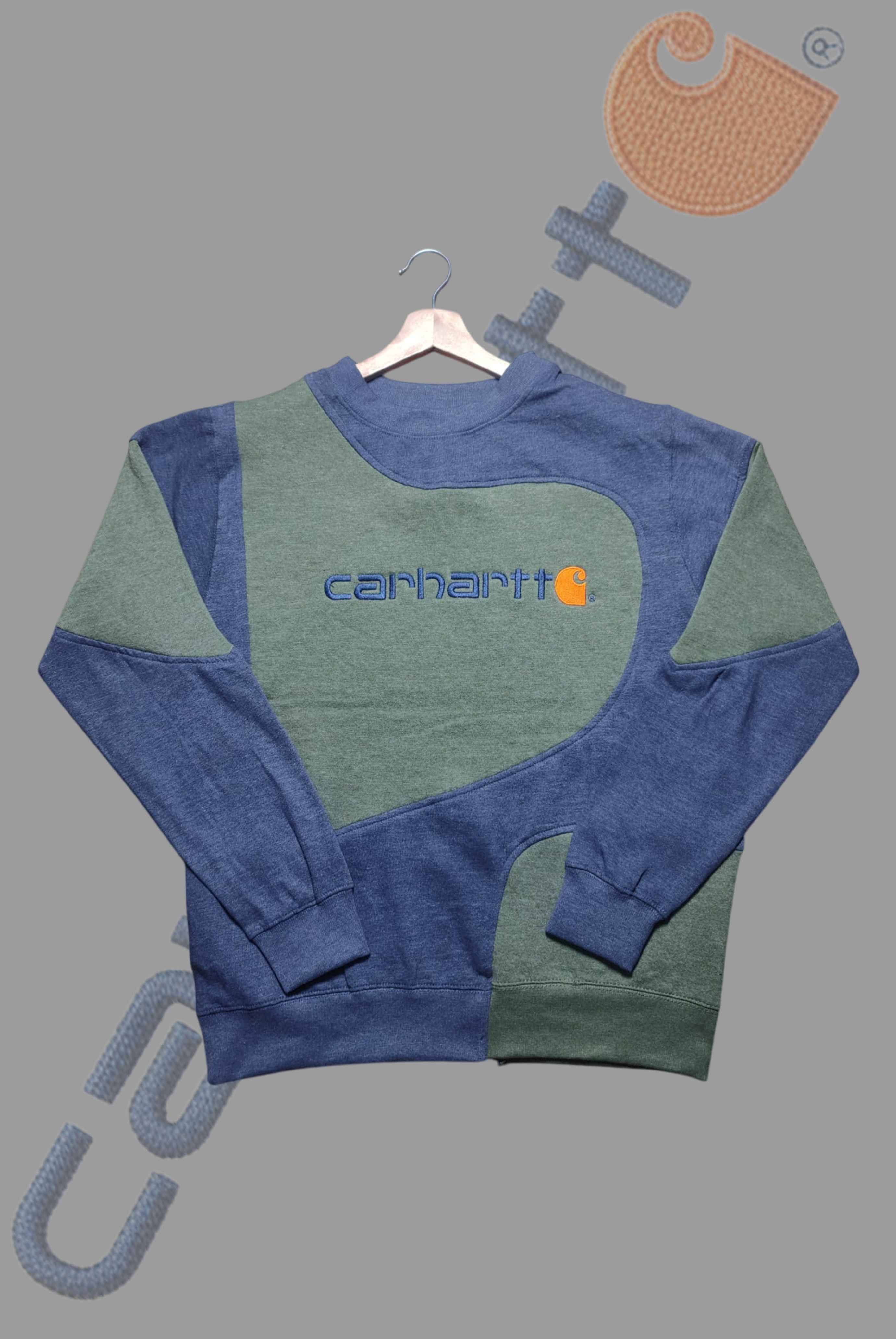 Blue Green Patchwork Sweatshirt