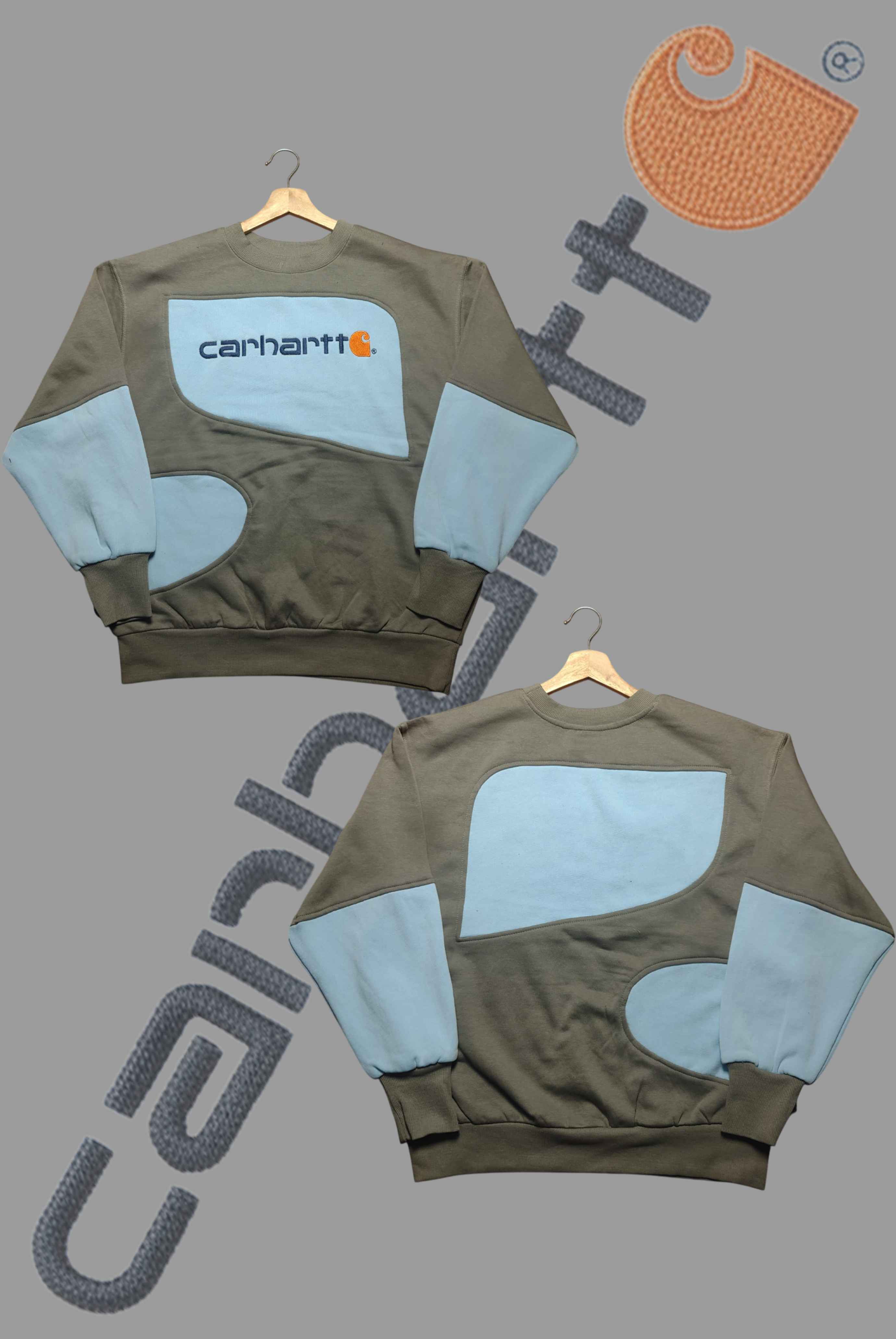 Light Blue Green Patchwork Sweatshirt