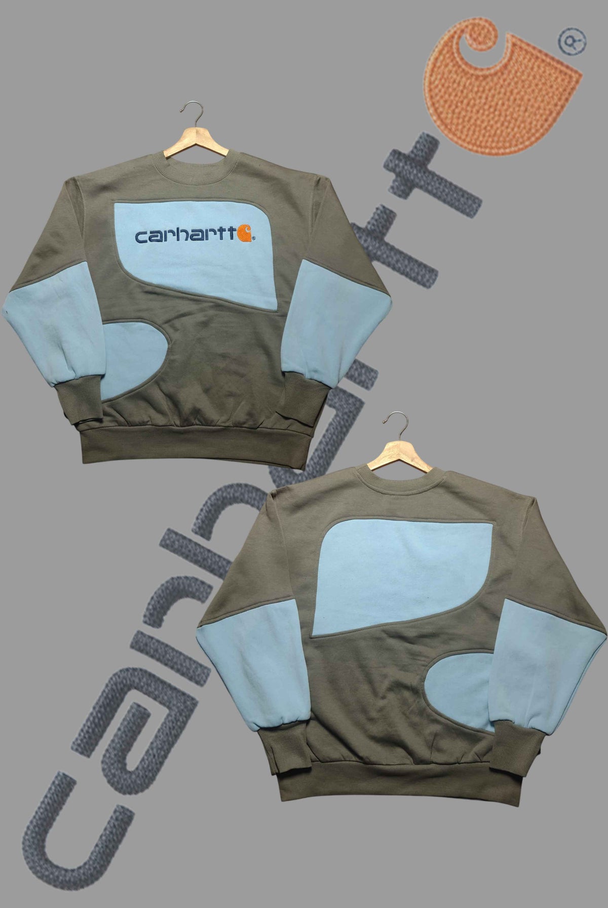 Light Blue Green Patchwork Sweatshirt